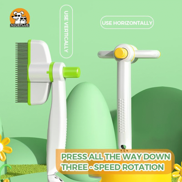 39f95098e6d73308519e6879408aacea.png Rotating Pet Brush – Groom, Massage & De-Shed Fast